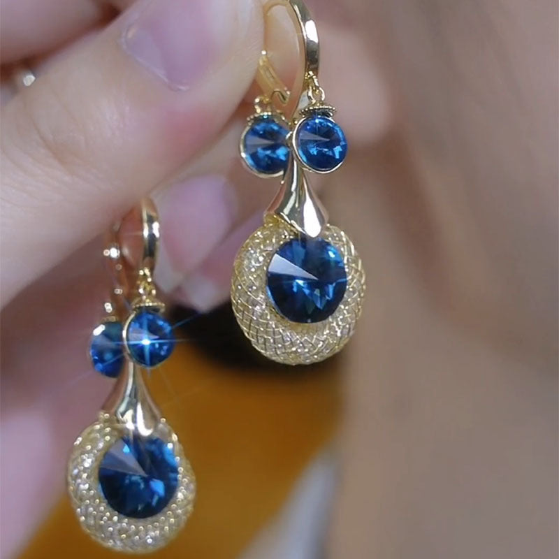 Crystal Water Drop Eardrops Refined Grace Ear Clip Advanced Light Stud Earrings