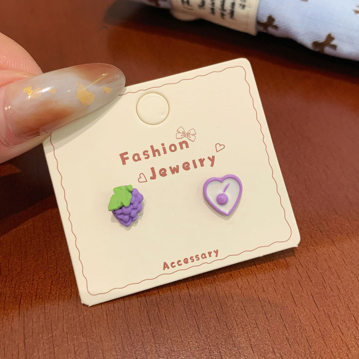 Colorful Fruit Cat Female Sier Needle Cartoon Cute Sweet Design Rings