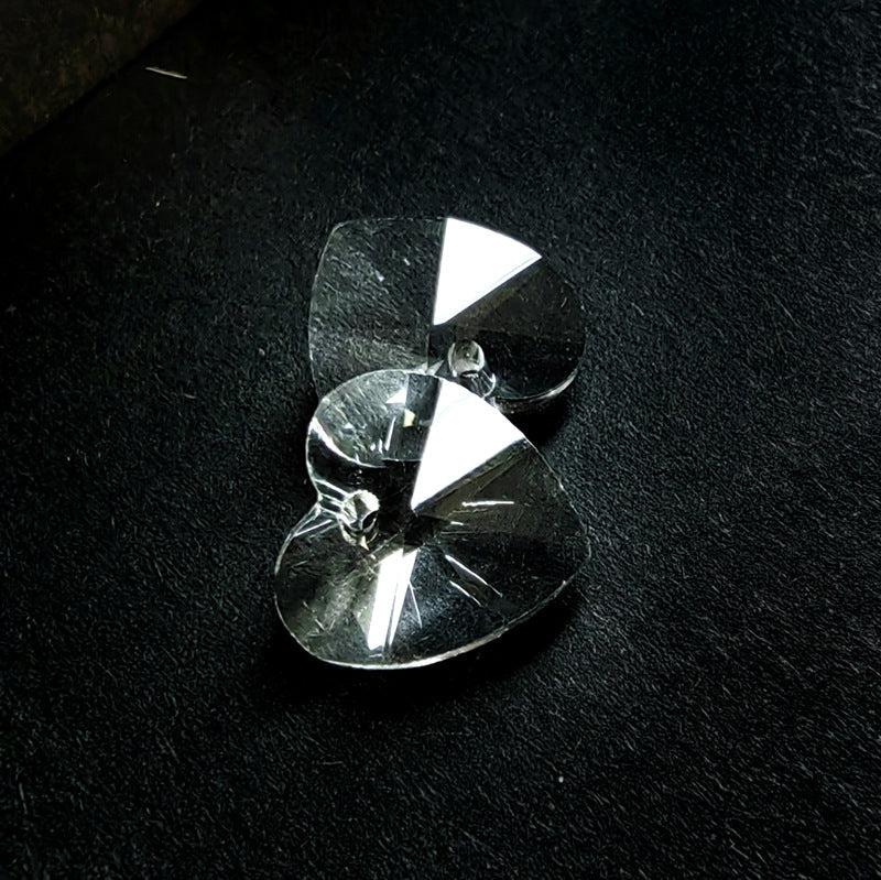 Peach Heart Crystal Heart-shaped Electroplated Aurora Pendant