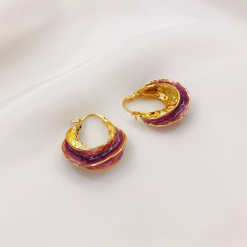 Women's Fashion Enamel Glaze Retro Exaggerated Copper Plated Earrings