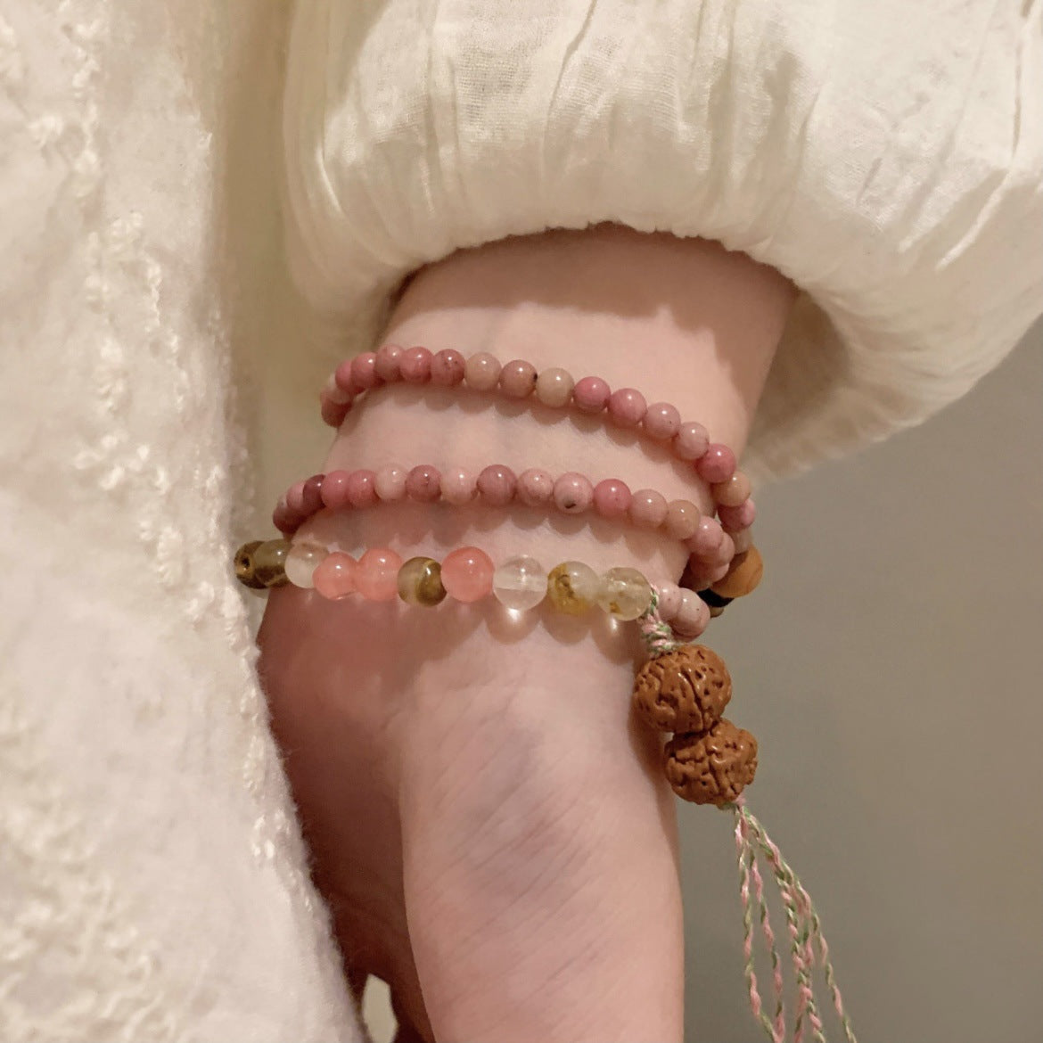 Women's Mahogany Texture Woven Retro Elegant Natural Stone Simple Light Bracelet