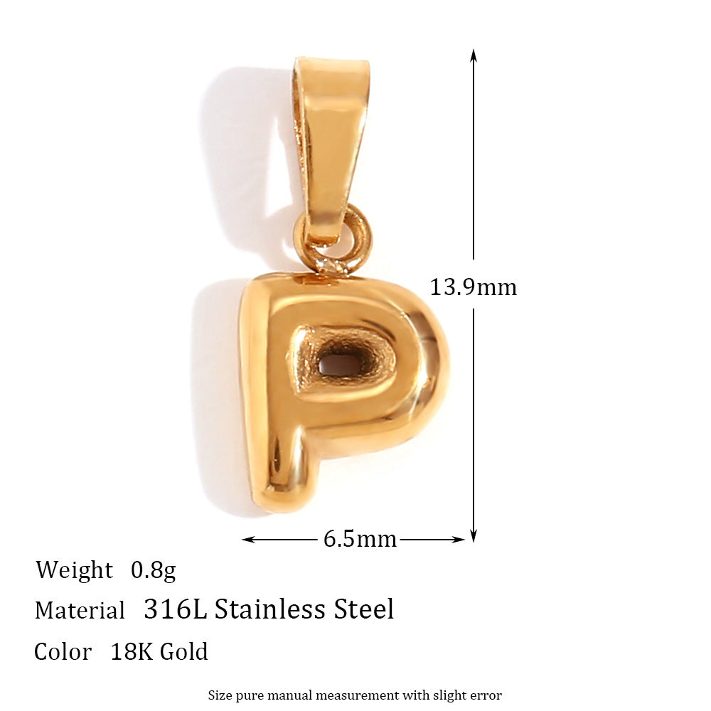 Bubble English Stainless Steel Gold Plated Pendant