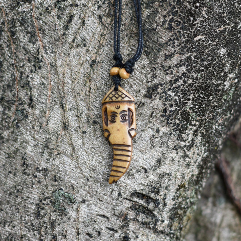 Nepal Yak Bone Hand Carved Six Pendant
