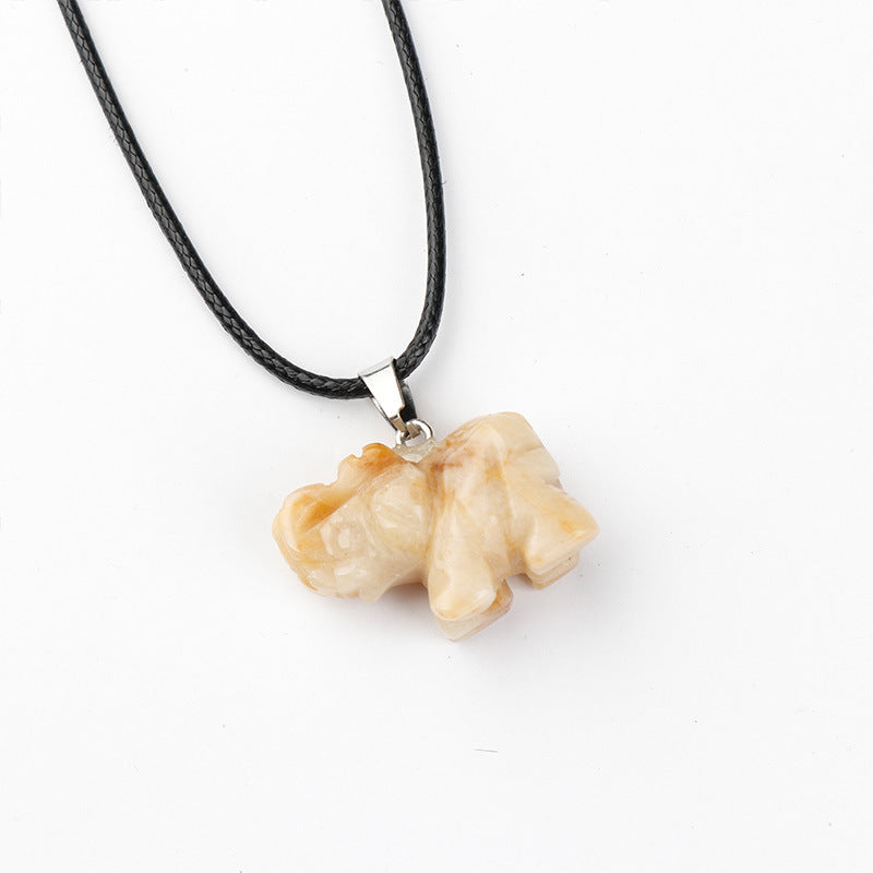 Crystal Carved Natural Agate Stone Tiger Eye Animal Pendant