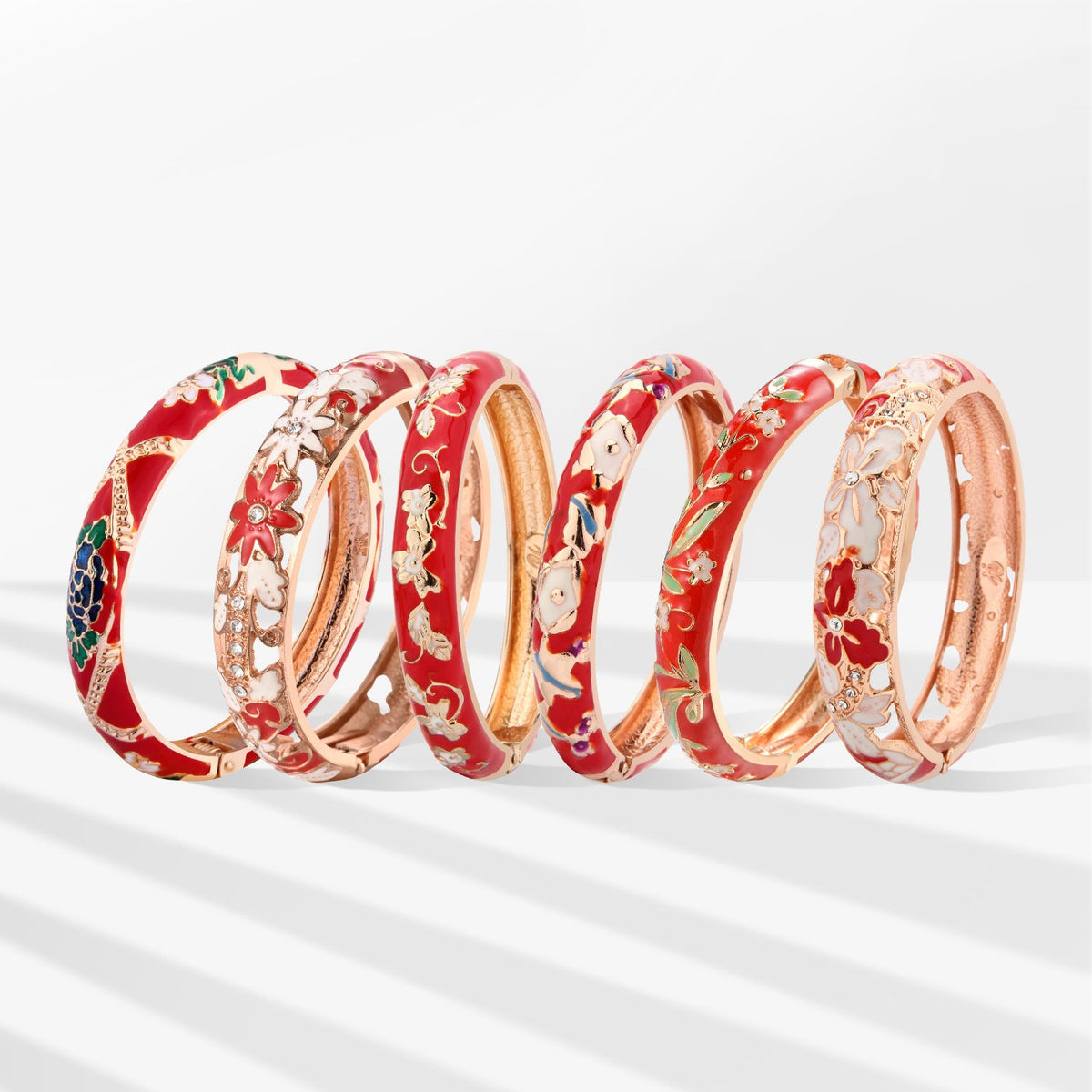 Cloisonne Red Drop Oil Flower Series Enamel Bracelets