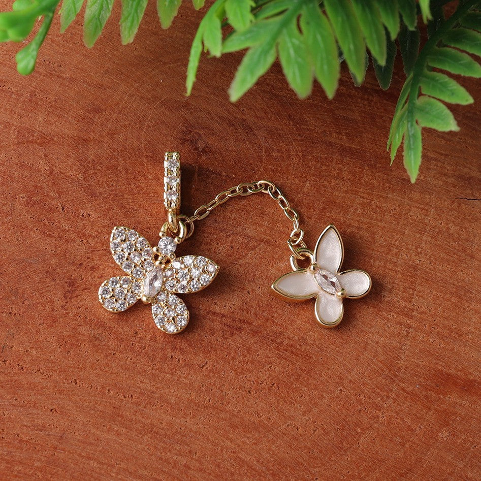 Two-tone Butterfly Three-dimensional Tassel Electroplated Sweet Pendant