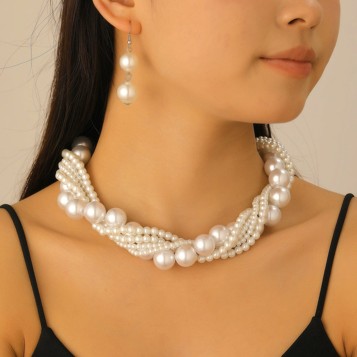 Pearl Female Style Creative Design V-shaped Jewelry Set