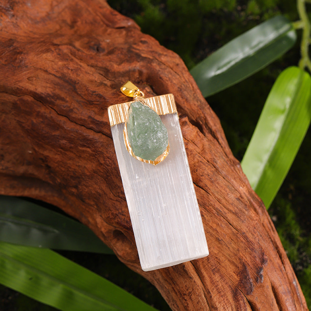 Square Model White Plaster Inlaid Crystal Pendant