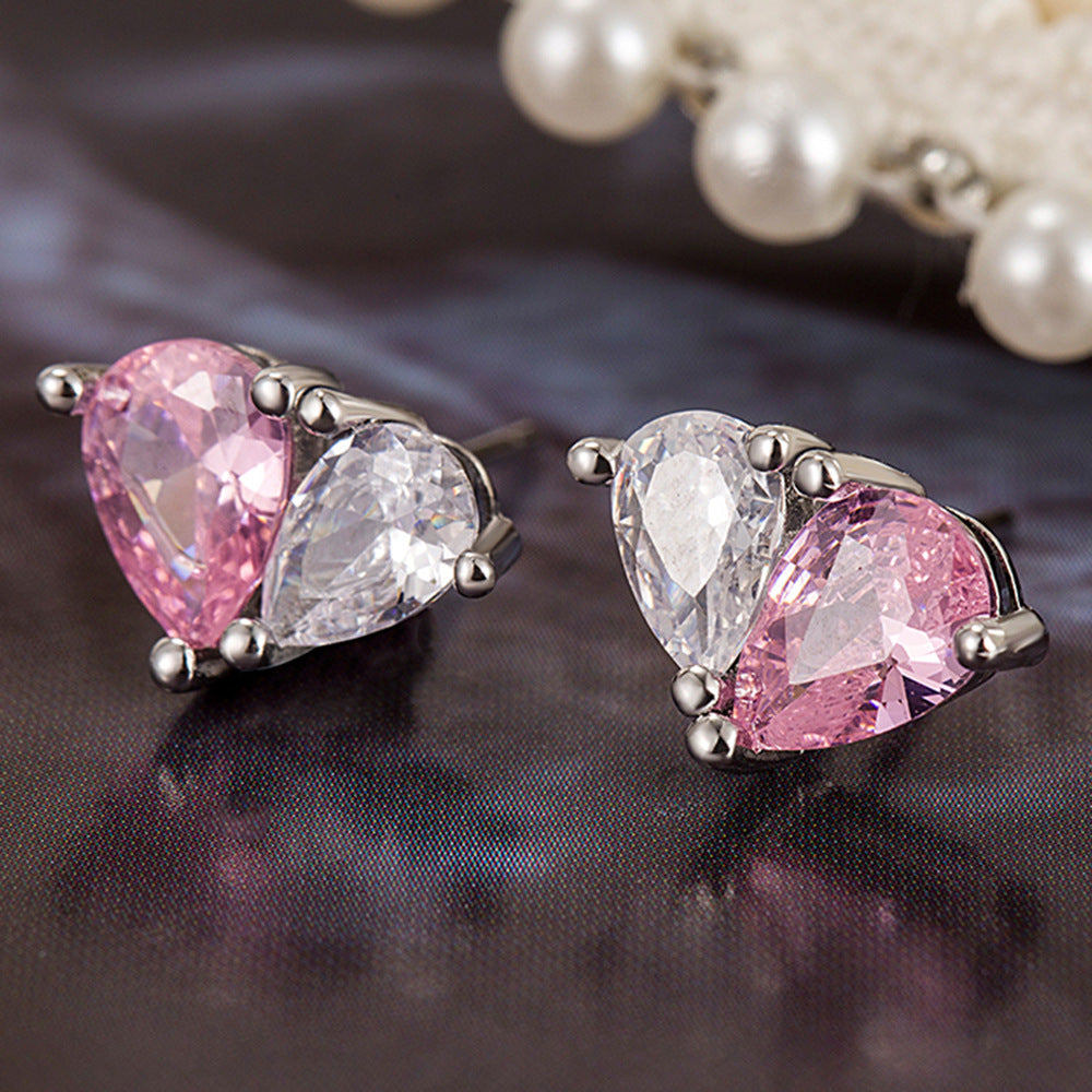Women's Suit Zircon Heart-shaped Ear Design High-grade Jewelry Set