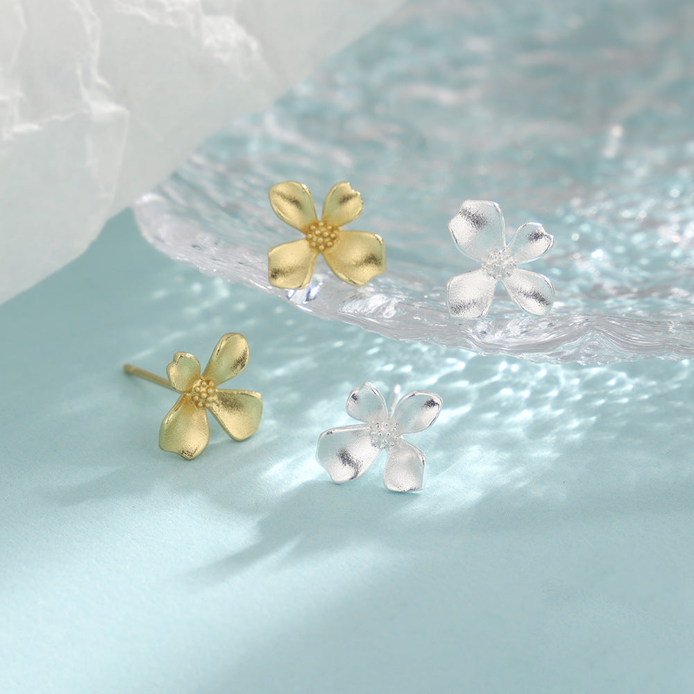 Women's Style Simple Mori Fashion Flower Retro Frosted Matte Rings
