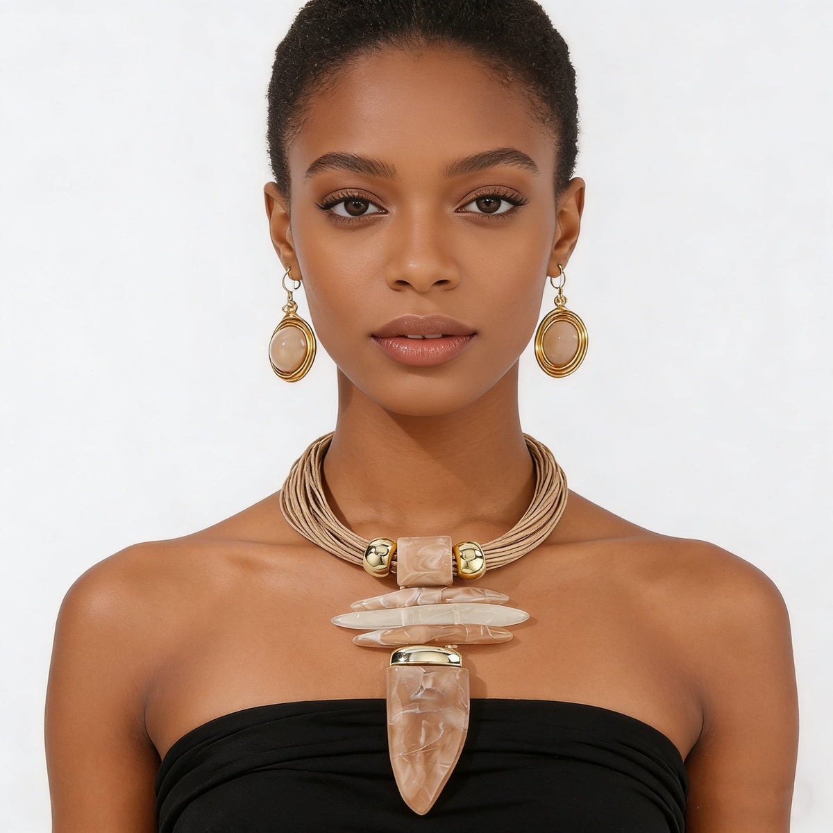 Elegant New Resin Horn Suite Exaggerated Earrings