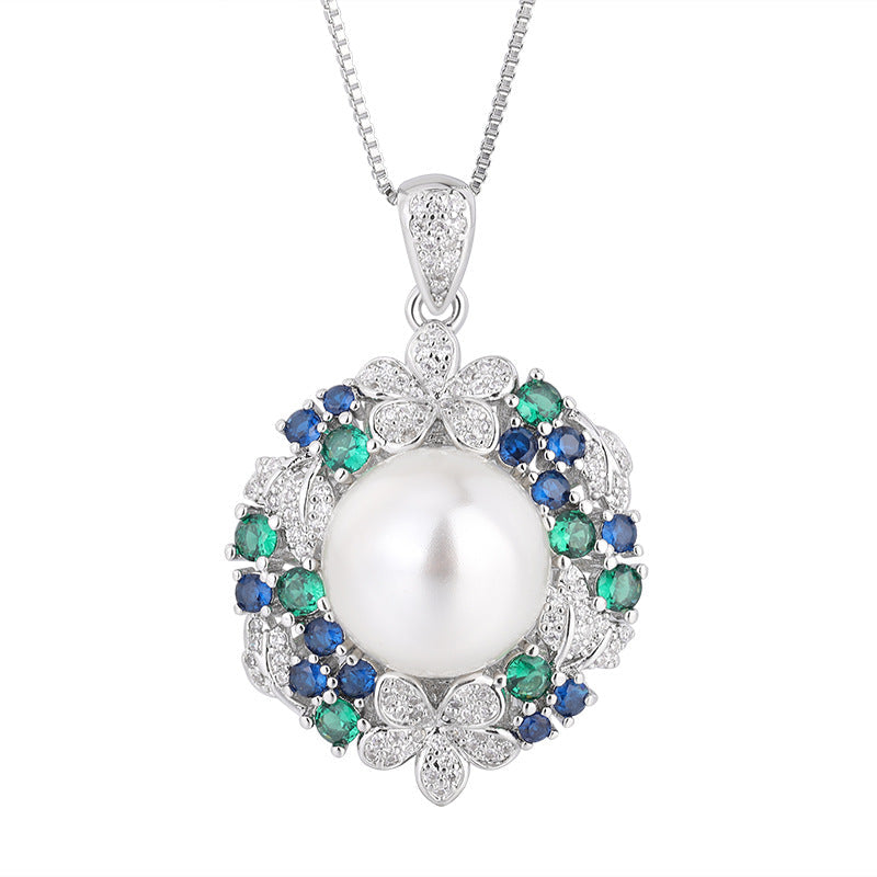 Emerald Sunflower Pearl Inlaid Advanced Shell Jewelry Set