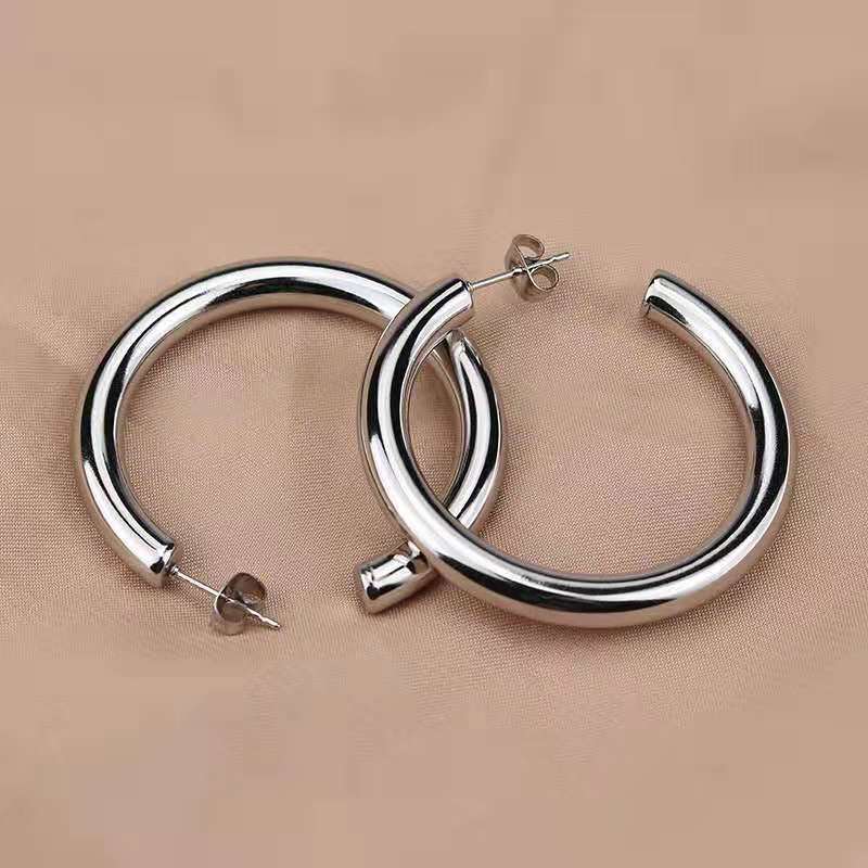 Stainless Steel Type Hollow Tube Thick Fashion Round Rings