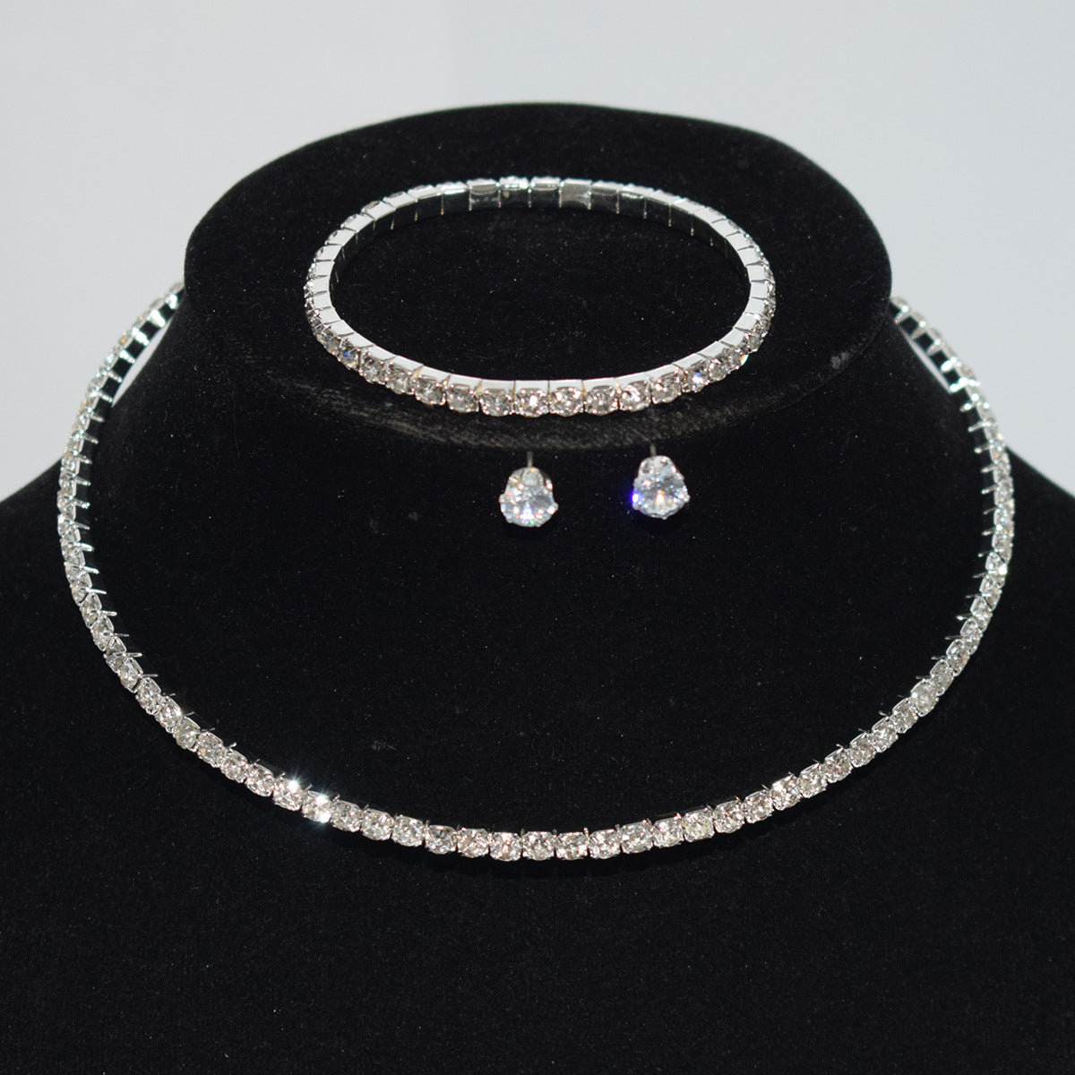 Popular Beam Neck Element Full Diamond Jewelry Set