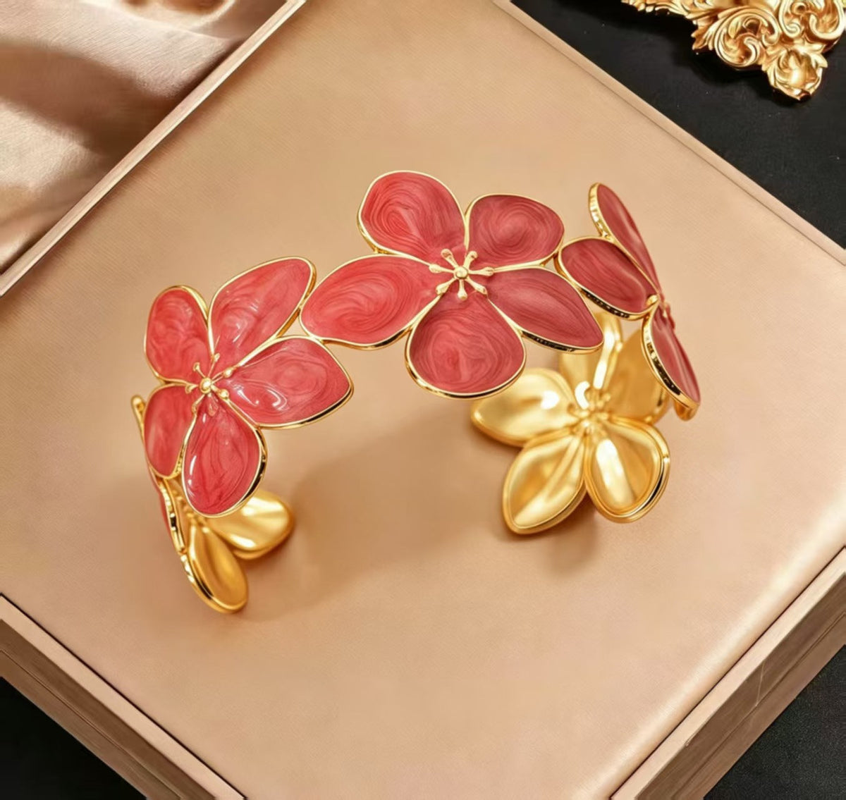 Glaze Flowers Stainless Steel Female High Sense Personality Wild Flower Bracelets