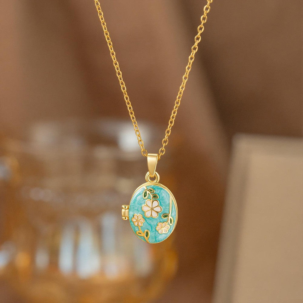 Steel Female Micro Inlaid Pink Diamond Necklace