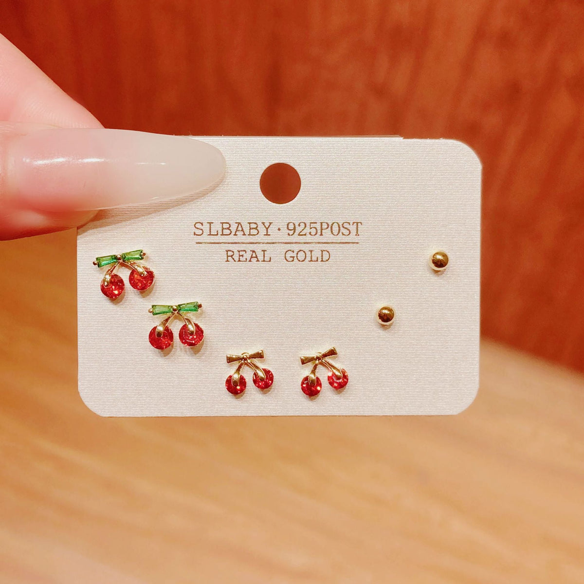 Horse Angola Red Female Cherry Camellia Stud Earrings