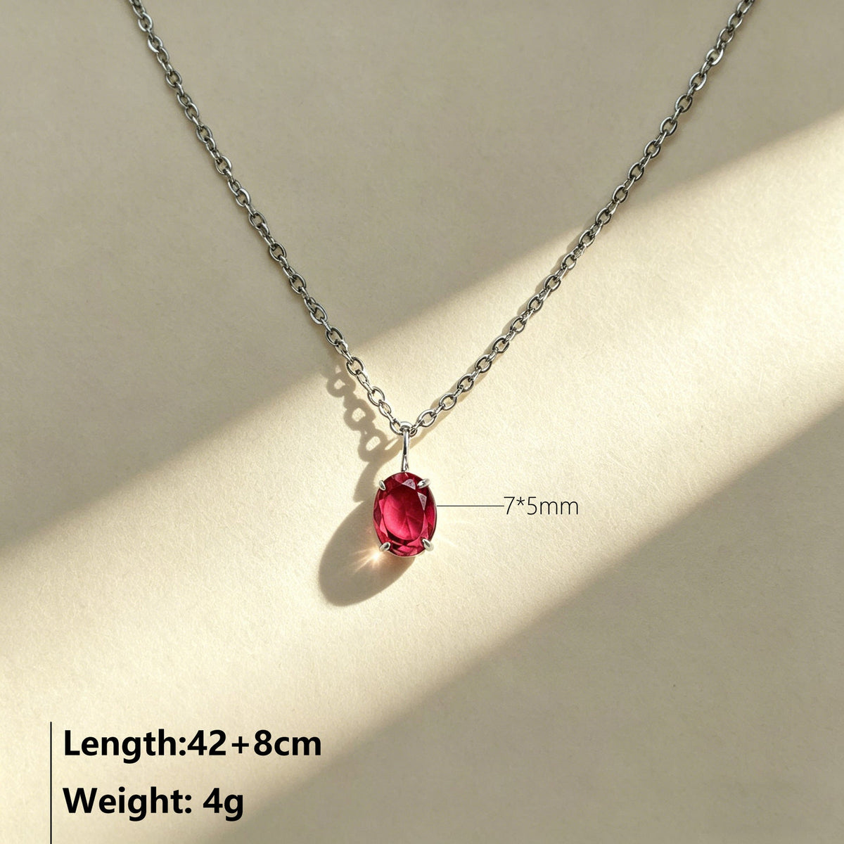 Women's Colorful Crystals Oval Zircon Stainless Steel Gold-plated Collarbone Pendant