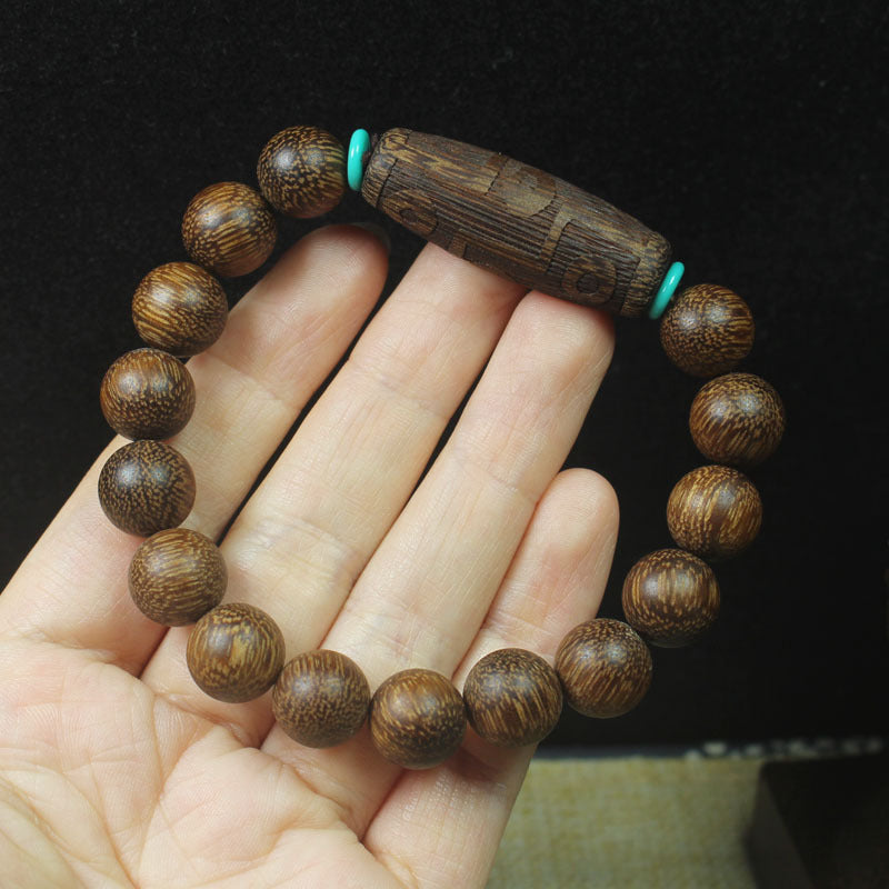 Women's & Men's Natural Nan Agilawood Round Beads Buddha Bracelet