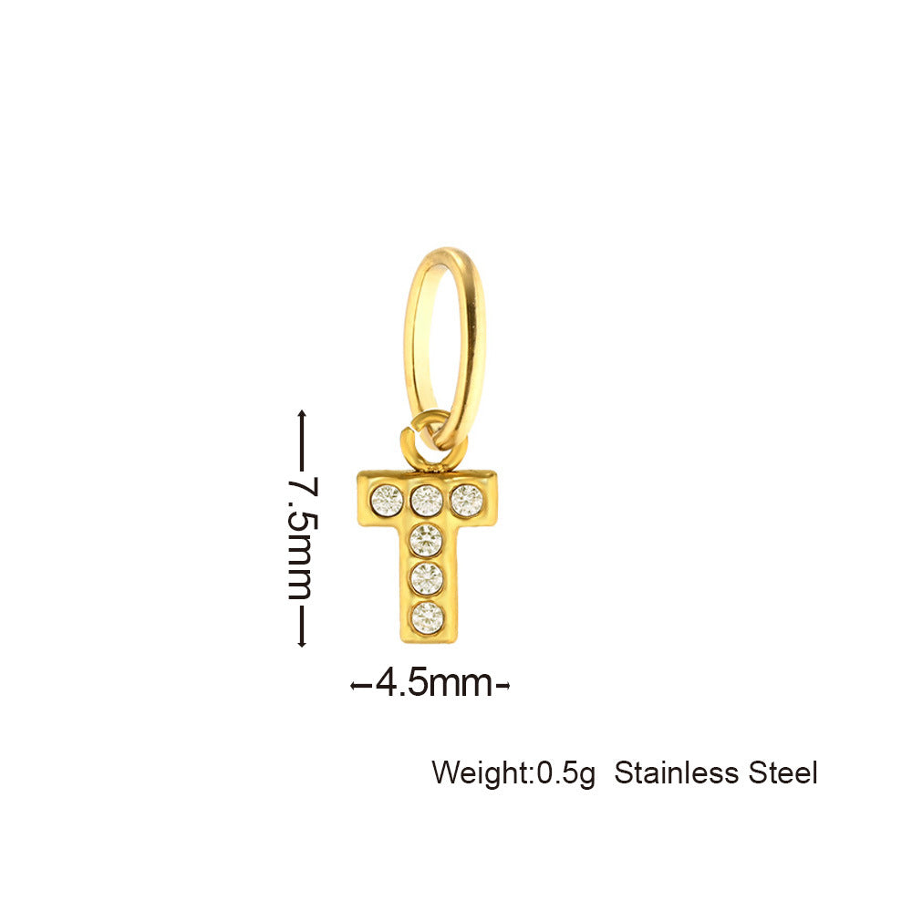 Inlaid Zircon Stainless Steel Gold-plated Cross Pendant