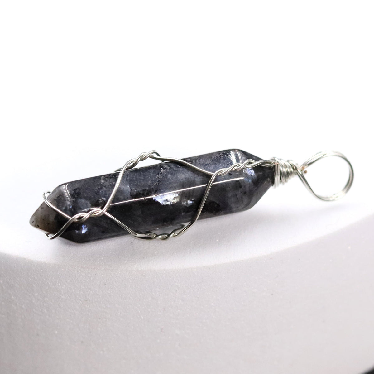 Pink Crystal Winding Hexagon Prism Handmade Pendants
