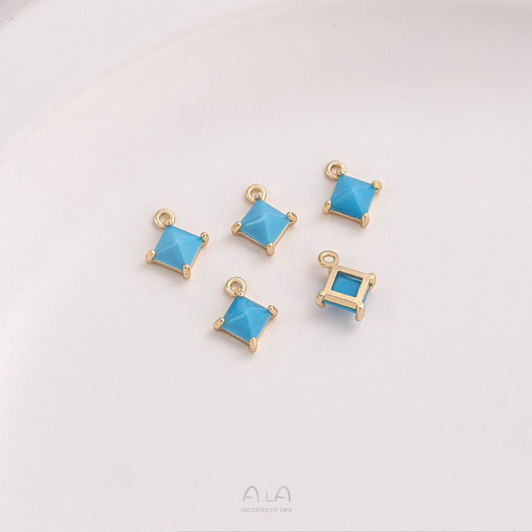 Color Retaining Gilded Inlaid Square Zirconium Pendants