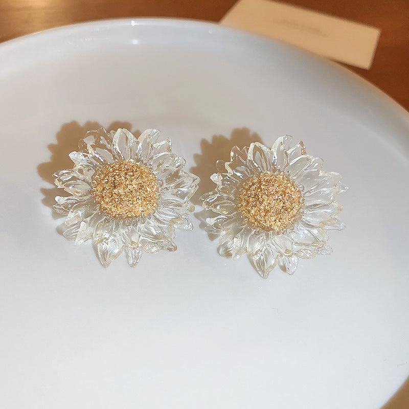 Sier Pearl Flower Temperamental Niche High-grade Earrings