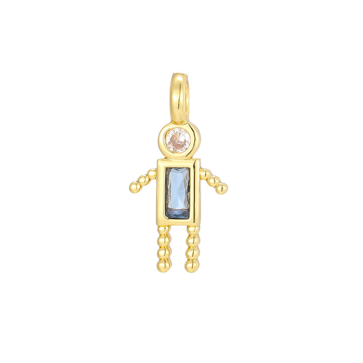 Boys Color Birthstone Gold Micro Inlaid Pendants