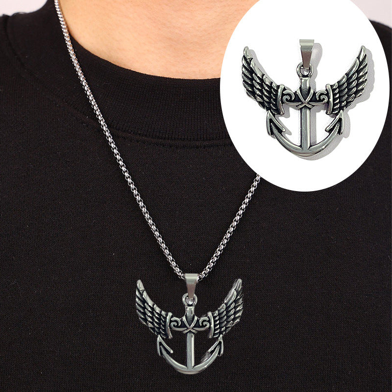 Men's Stainless Steel Wings U-shaped Hip Hop Pendant