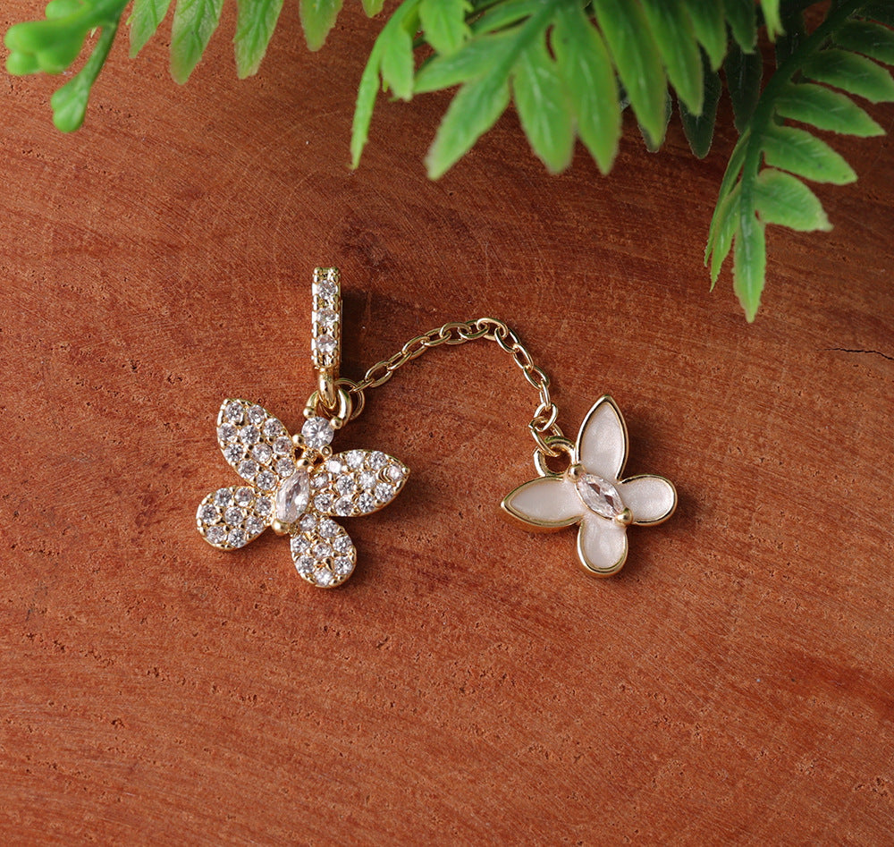 Two-tone Butterfly Three-dimensional Tassel Electroplated Sweet Pendant