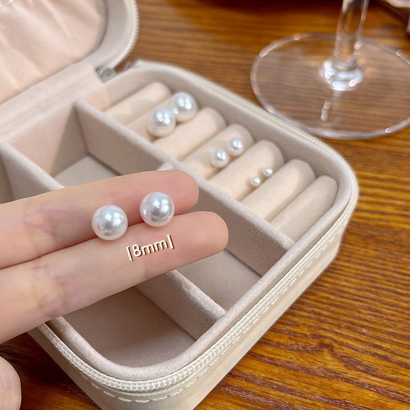 Sier Needle Korean Style Elegant Simple Pearl Fashion Stud Earrings