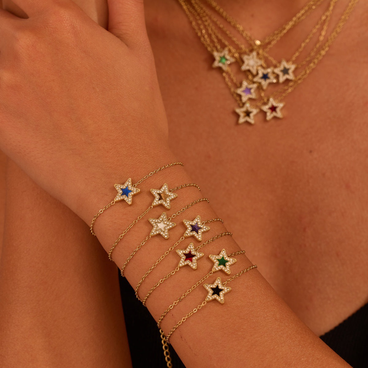 Women's Pentagram Zircon Design Simple Graceful Bracelets