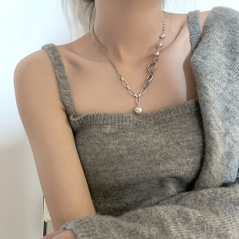 Women's Style Imitation Pearl Retro Buckle Asymmetric Multilayer Collarbone Elegance Creativity Necklace