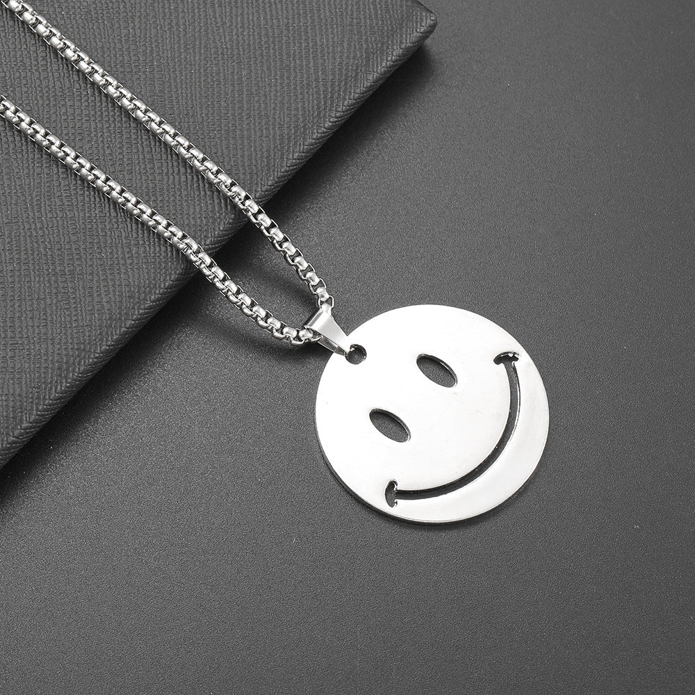 Women's & Men's Rotating Smiley Round Cold Hip Hop Versatile Necklaces