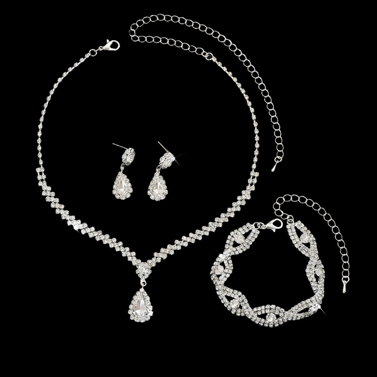 Bridal Diamond Water Drop The Wedding Party Formal Jewelry Set