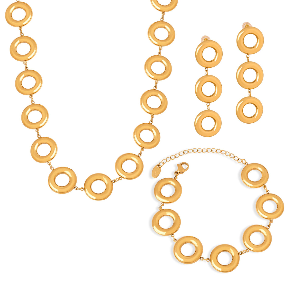 Design Simple Stylish Personality Titanium Steel Gold Plated Geometric Round Earrings