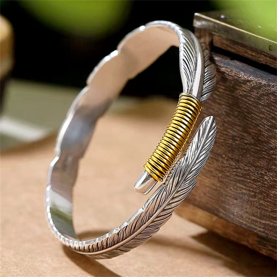 Men's Design Feather Opening Adjustable Size Strong Price Bracelet