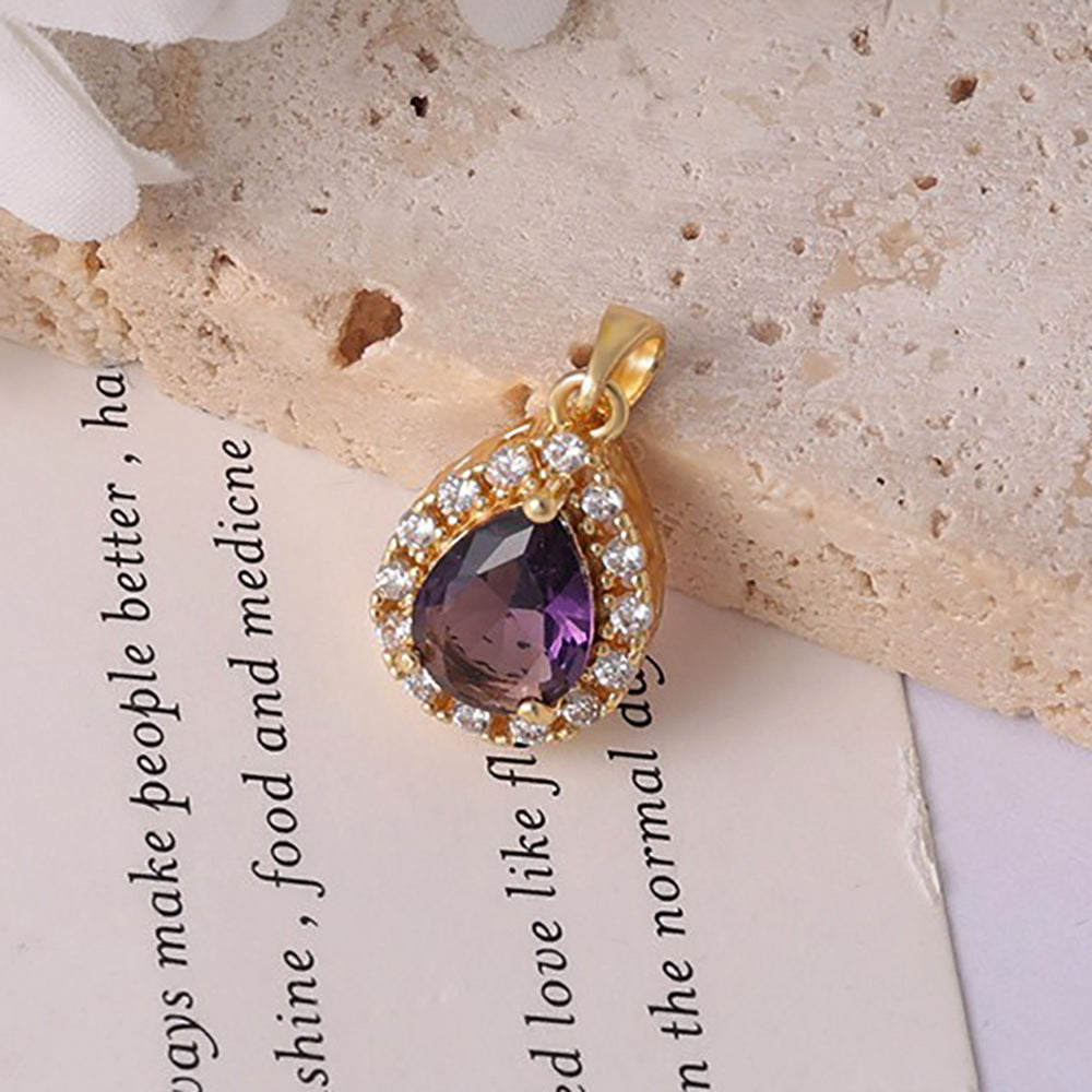 Women's Luxury Electroplated Water Drop Gold Inlaid Diamond In The Debris Pendants