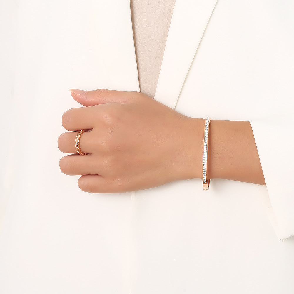 Square Diamond Titanium Steel Female Fashion Bracelet
