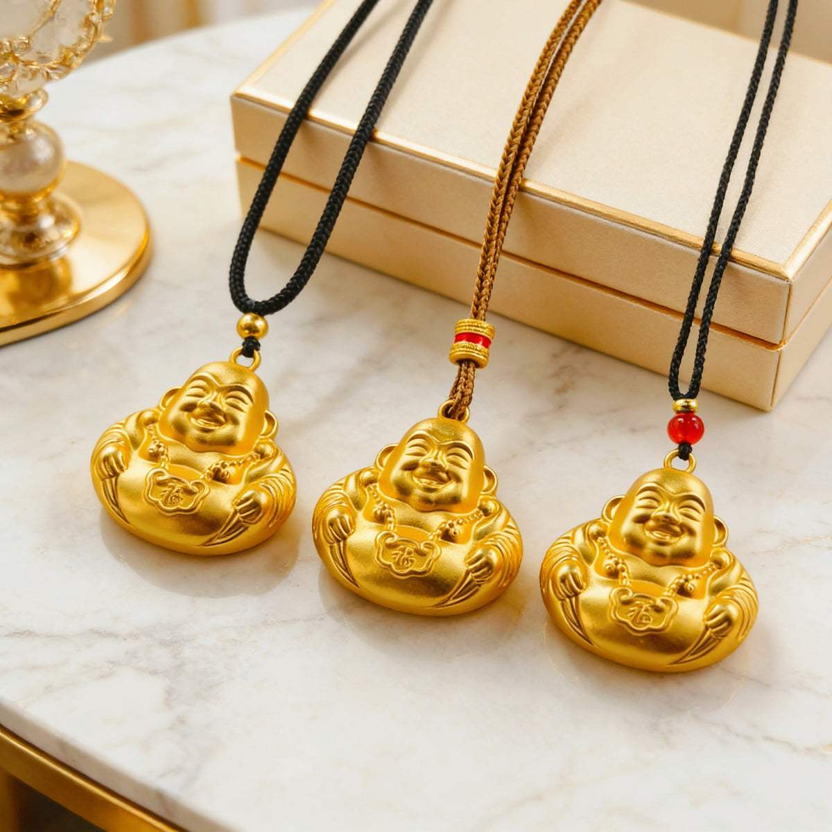 Women's & Men's Alluvial Gold Maitreya Buddha Lucky Fortune Pendant