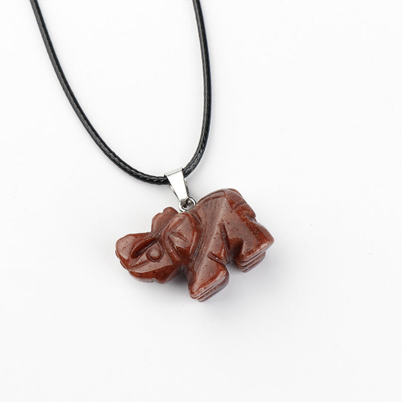 Crystal Carved Natural Agate Stone Tiger Eye Animal Pendant