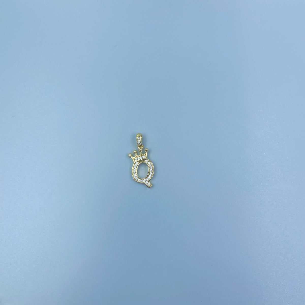 Full Diamond Crown Letters Copper Plated Real Gold Inlaid Zircon Pendant