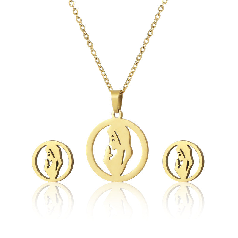 Mother's Day Stainless Steel Suite Clavicle Necklaces