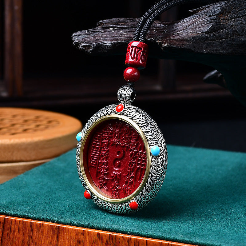 Raw Ore Cinnabar Mountain Ghost Spending Money Rotating Tibetan Pendants
