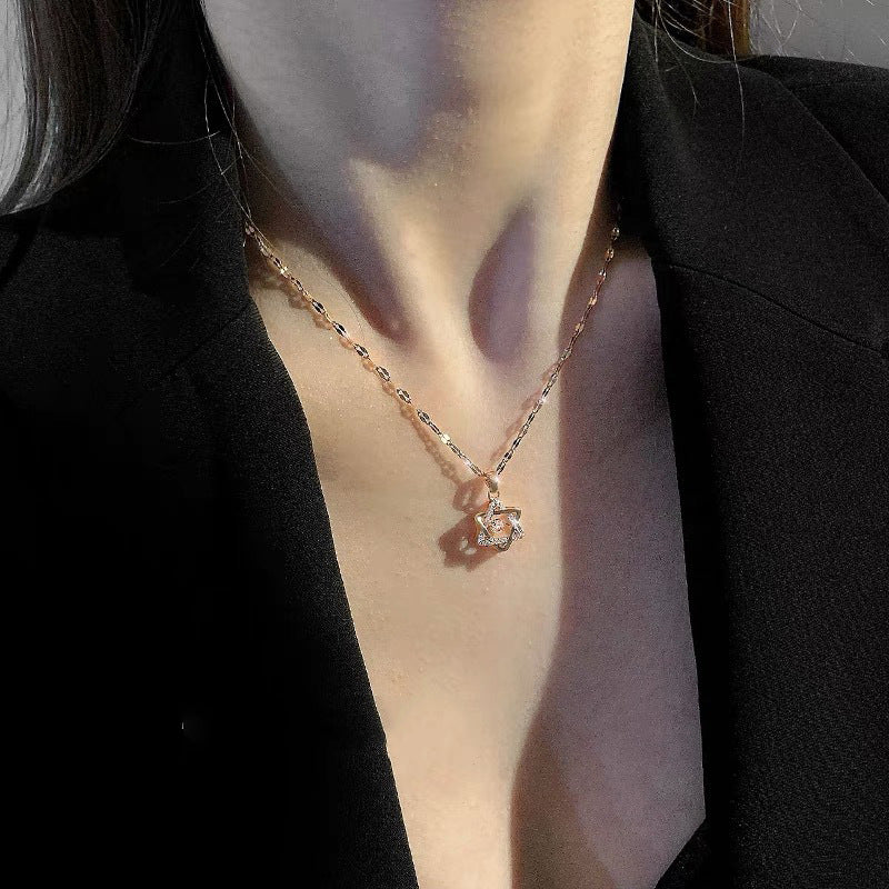 Women's Light Luxury Minority Design Sweater Chain Clavicle Six-pointed Necklaces