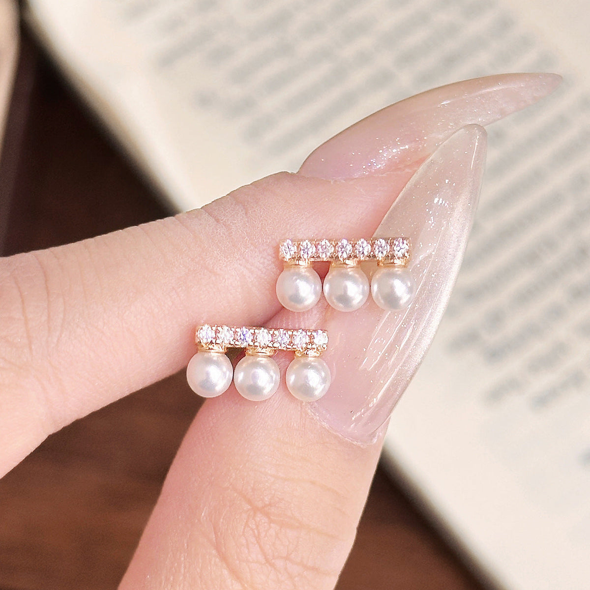 Fairy Balance Beam Pearl Plated Female Light Luxury Minority Elegant Jewelry Set