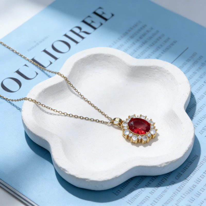 Ruby Light Luxury Advanced Titanium Steel Clavicle Pendant