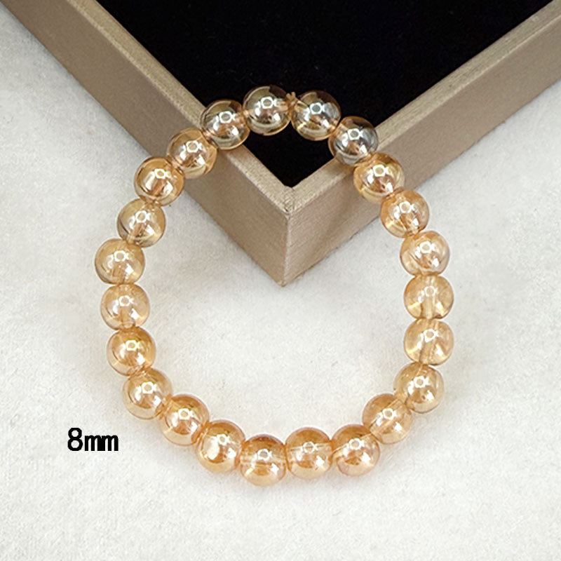 Champagne Round Beads Imitation Amber Gold Plate Bracelets