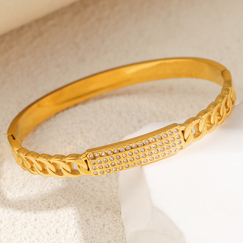 Women's Fashion Titanium Steel Geometric Variety White Diamond Light Luxury Bracelet