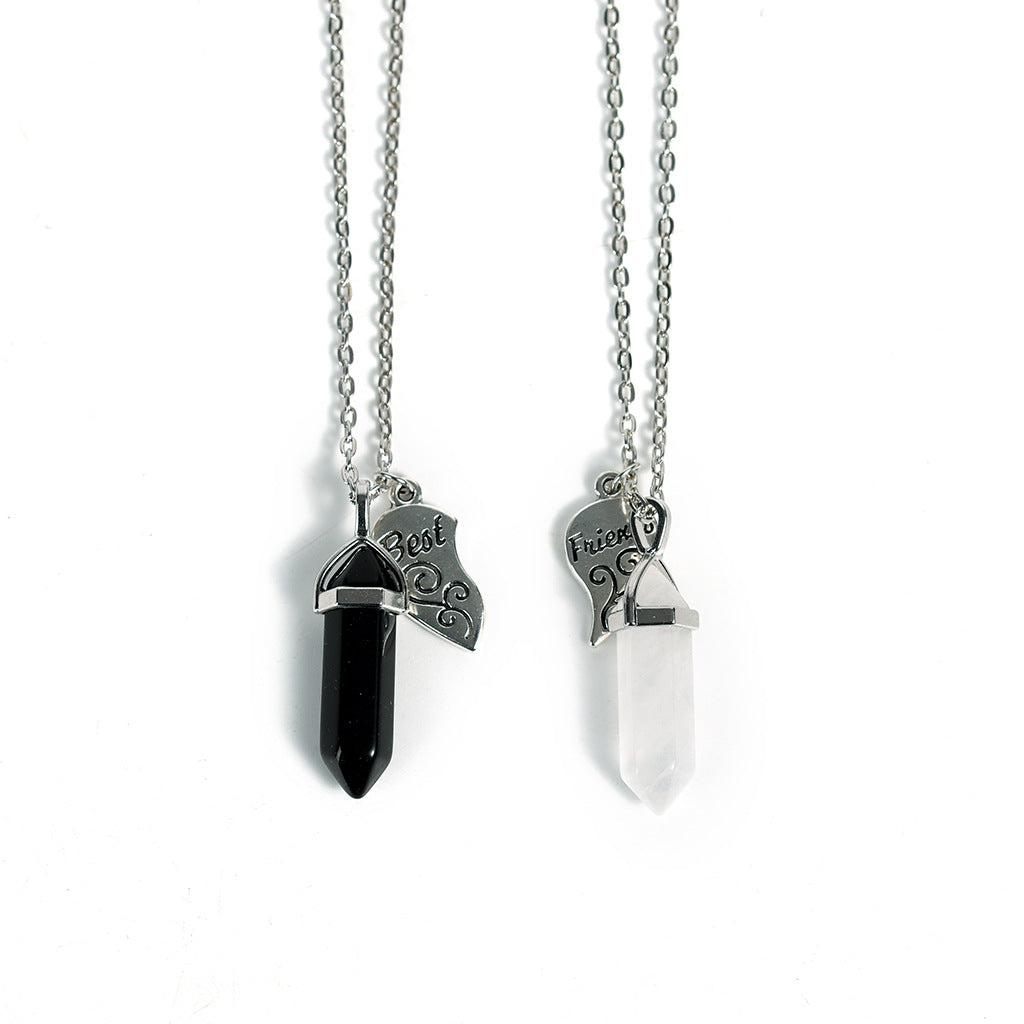 Friends Vertical Double Pointed Crystal Column Pendant
